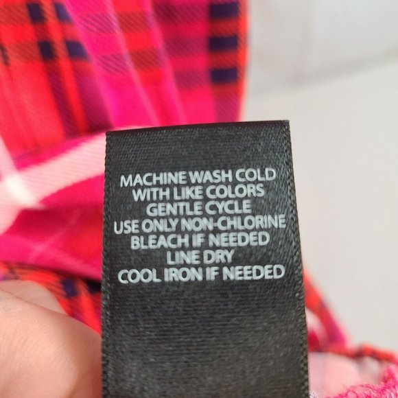 NWOT TORRID Size 2 (2X) Pink Red Plaid Mini Challis Zip Front Shirt Dress - Picture 8 of 9